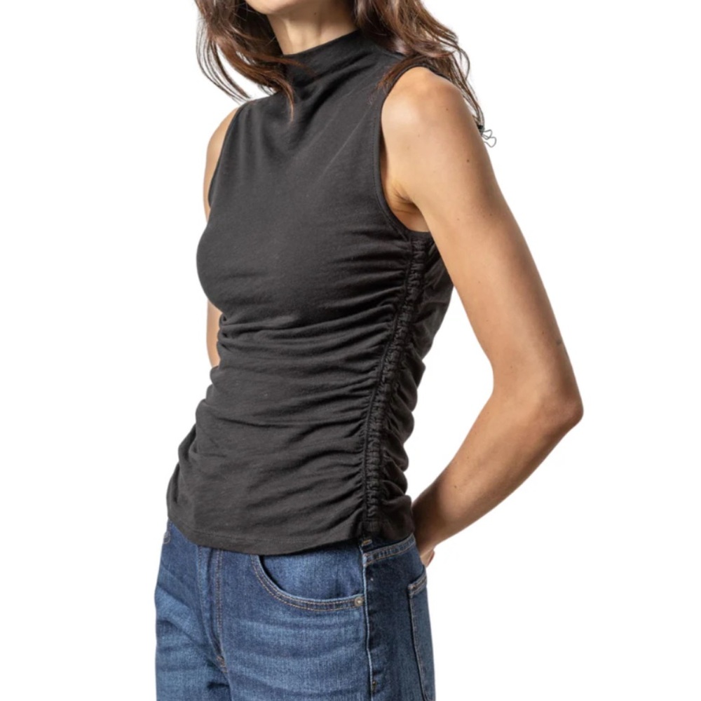 LILLA|P Shirred Mock Neck Tank